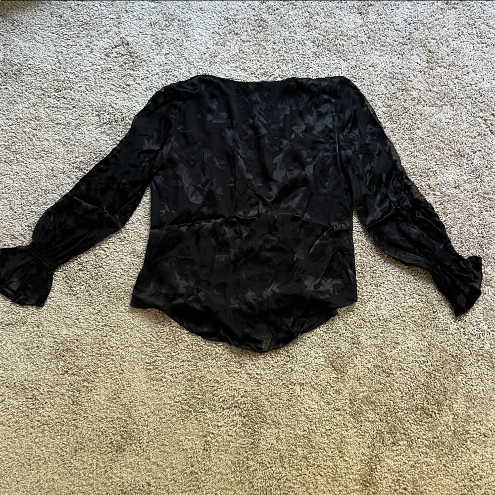 Black silky, v-neck blouse